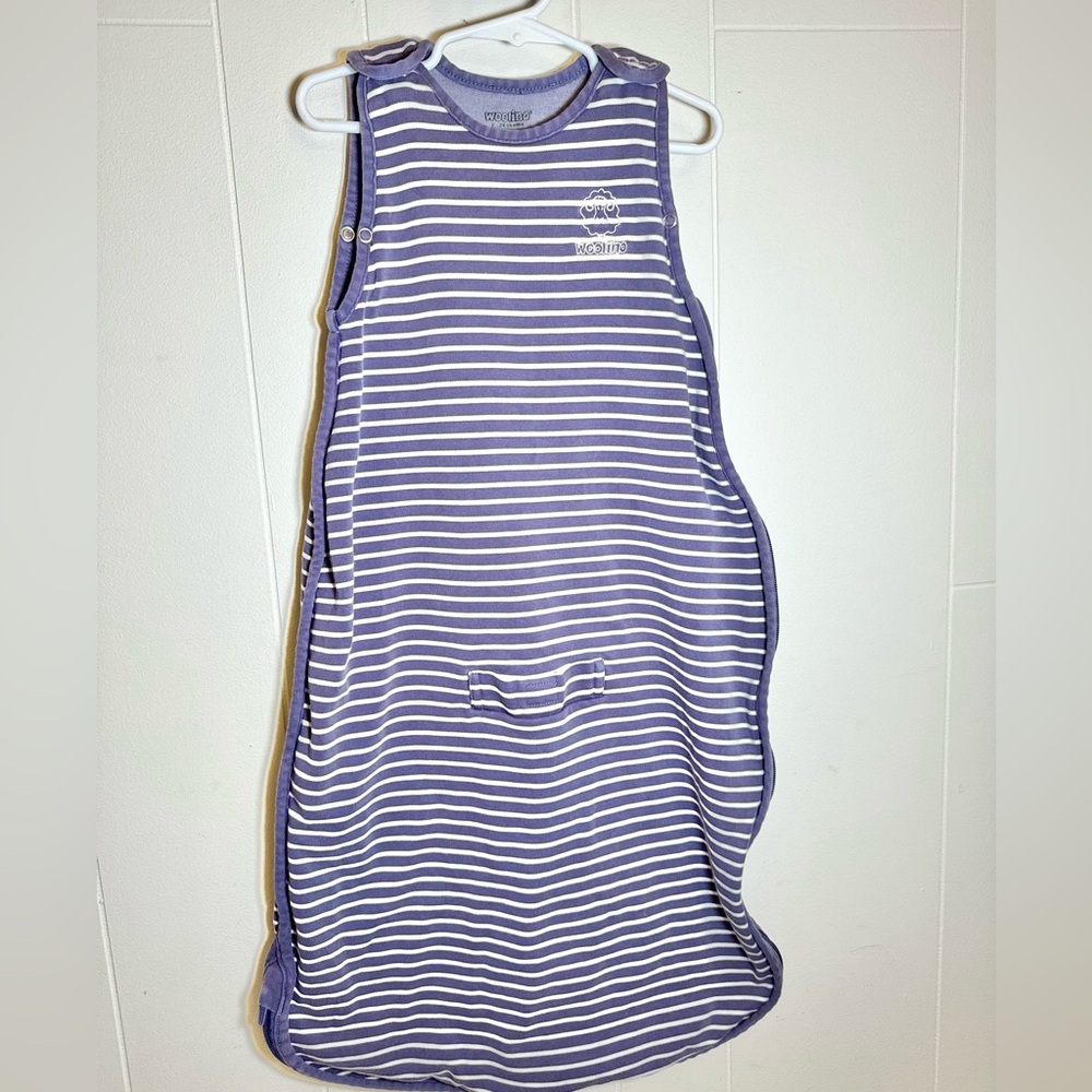 Woolino 4 Season® Ultimate Baby Sleep Bag, Merino Wool & Organic Cotton Stripes - Picture 2 of 9